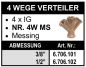 Preview: 4 Wegeverteiler (4x Innengewinde) aus Messing