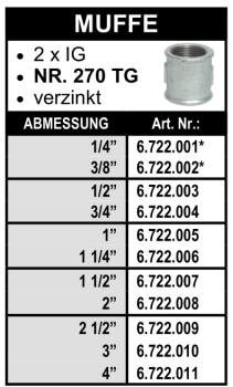 Muffe aus Temperguss, verzinkt