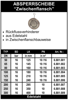 Absperscheibe "Zwischenflansch"
