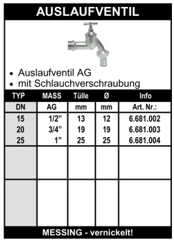 Messing Auslaufventil (mit Aussengewinde)