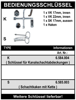 Bedienungsschlüssel Schachtabdeckung und Schachthaken