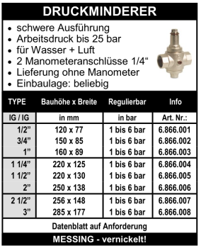 Messing Druckminderer