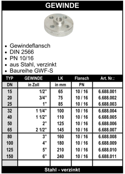 Gewindeflansch - verzinkt