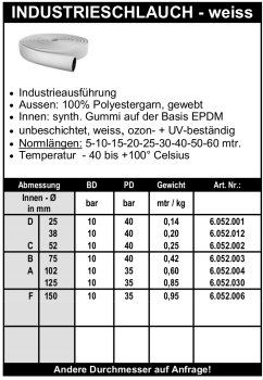 Industrieflachschlauch - weiss