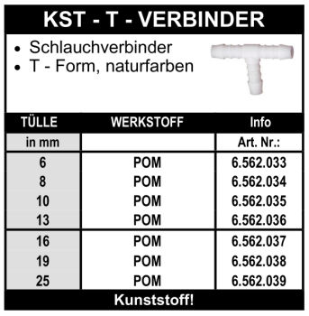 Kunststoff Schlauchverbinder T-Stück