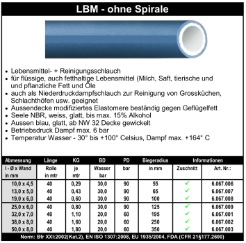 LBM - ohne Spirale - Schlauch