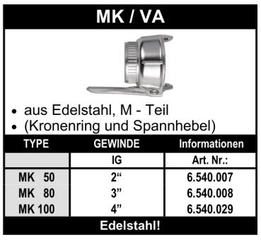 Tankwagenkupplung MK aus Edelstahl