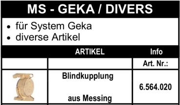 System Geka Blindkupplung aus Messing