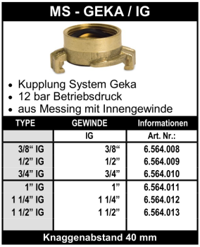System Geka mit Innengewinde aus Messing