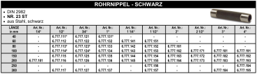 Rohrnippel - Stahl, schwarz