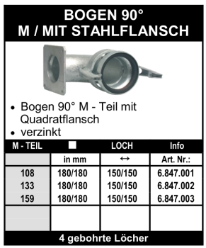 Perrot M-Teil Bogen 90°mit Quadratflansch