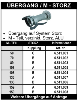 Perrot Übergang M-Teil auf Storz