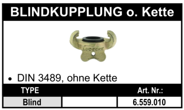 Pressluftkupplung Blindkupplung nach DIN 3489