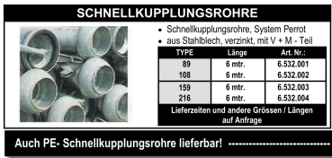 Perrot - Schnellkupplungsrohre - 6 mtr.