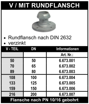 Perrot V-Teil mit Rundflansch nach DIN 2632