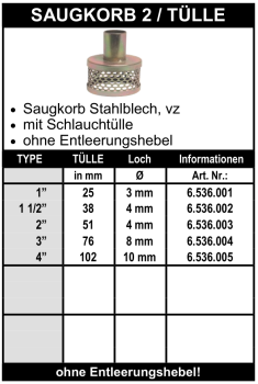 Saugkorb mit Tülle ohne Fussventil