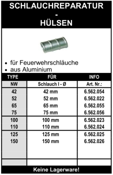 Schlauchreparatur - Hülsen