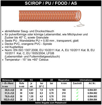Scirop / PU / Food / AS - Schlauch