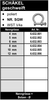 Edelstahl Schäkel geschweift
