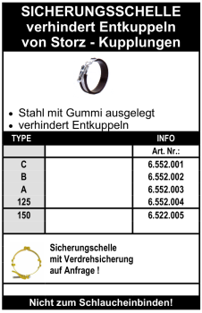 Sicherungsschellen für Storz Kupplungen