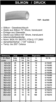 Silikon / Druck - Schlauch
