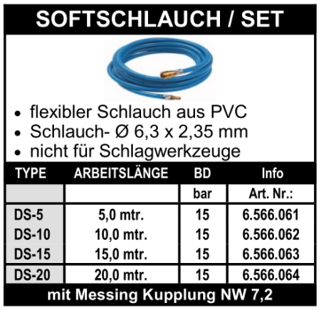 Softschlauch mit Kupplungen System NW 7,2