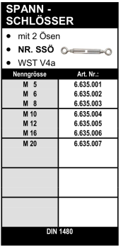 Edelstahl Spannschlösser mit 2 Ösen