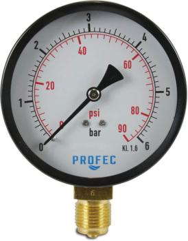 Manometer Ø 100 mm - 1/2" - Stahl - Unten