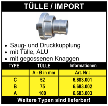 Storz Kupplung mit Schlauchtülle - Import