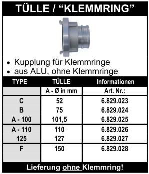 Storz Kupplung mit Schlauchtülle - für Klemmringe