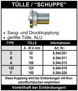 Storz Kupplung mit Schlauchtülle - Schuppenprofil