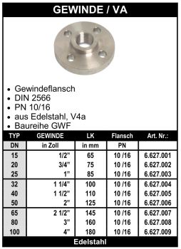 Edelstahl Gewindeflansch