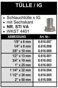 Schlauchtülle mit Innengewinde für Schelleneinband aus Edelstahl