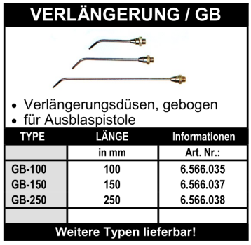 Verlängerung gebogen für Ausblaspistolen
