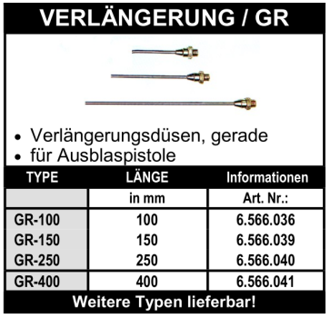 Verlängerung gerade für Ausblaspistolen