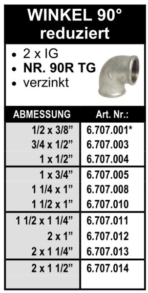Red - Winkel 90° (Innengewinde x Innengewinde) aus Temperguss, verzinkt