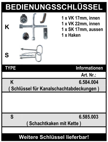 Bedienungsschlüssel Schachtabdeckung und Schachthaken