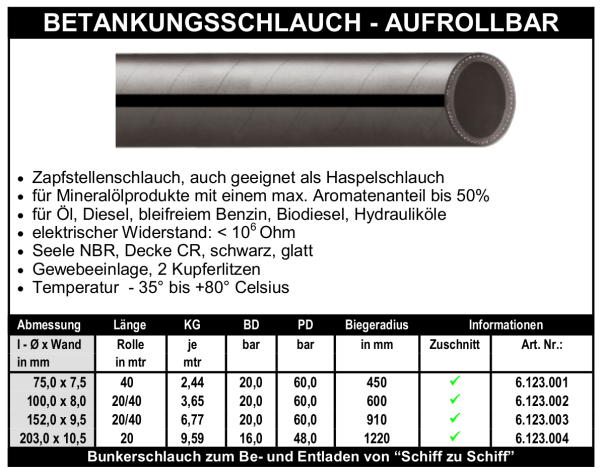 Betankungsschlauch - aufrollbar - Schlauch