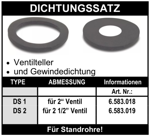 Dichtungssatz für Ventiloberteile