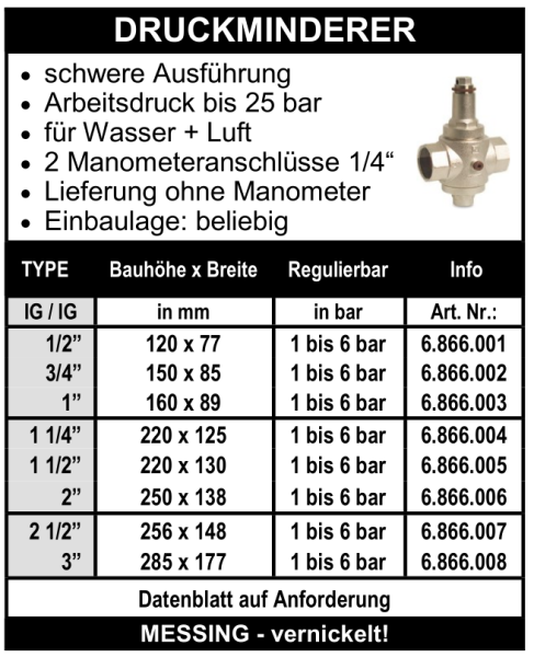 Messing Druckminderer