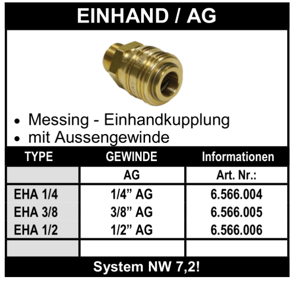 Druckluftkupplung mit Aussengewinde (NW 7,2)