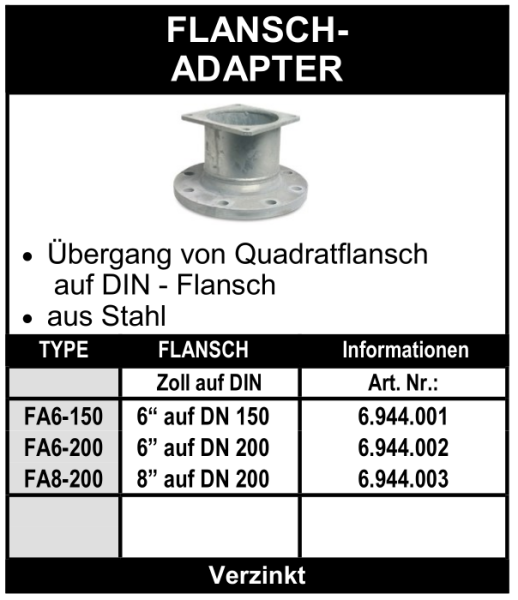 Flanschadapter - Quadratflansch auf DIN Rundflansch