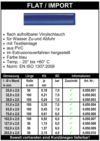 Flat / Import - Schlauch