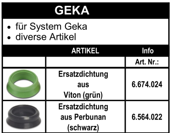 Ersatzdichtung System Geka aus Viton oder Perbunan