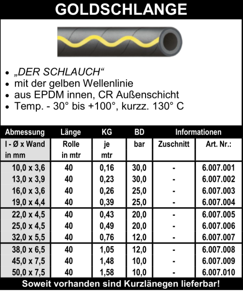 Goldschlange - Schlauch