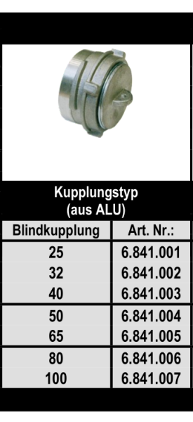 Schnellkupplung - System Guillemin Blindkupplung