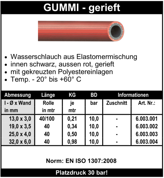 Gummi-gerieft - Schlauch
