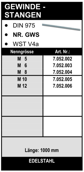 Edelstahl Gewindestangen