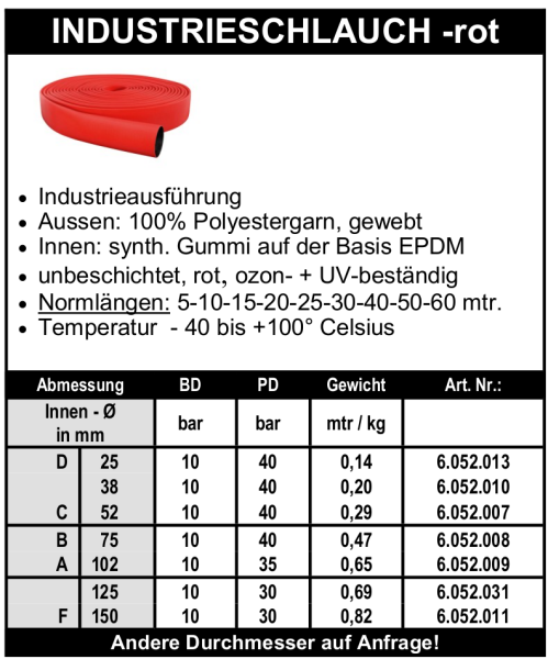 Industrieflachschlauch - rot