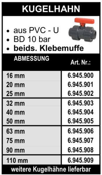 Kugelhahn aus PVC-U